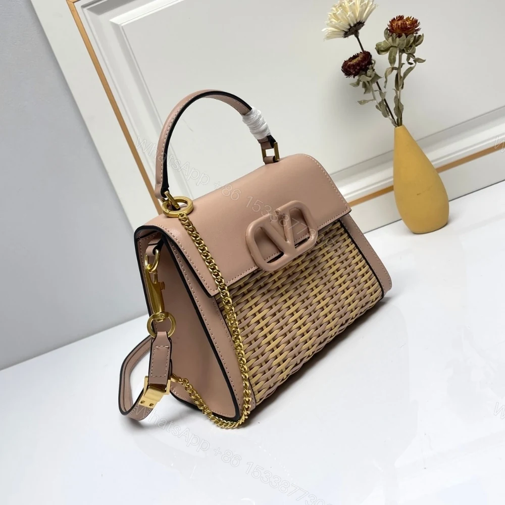 View 2 of VALENTINO GARAVANI SMALL VSLING WICKER HANDBAG PINK 22CM
