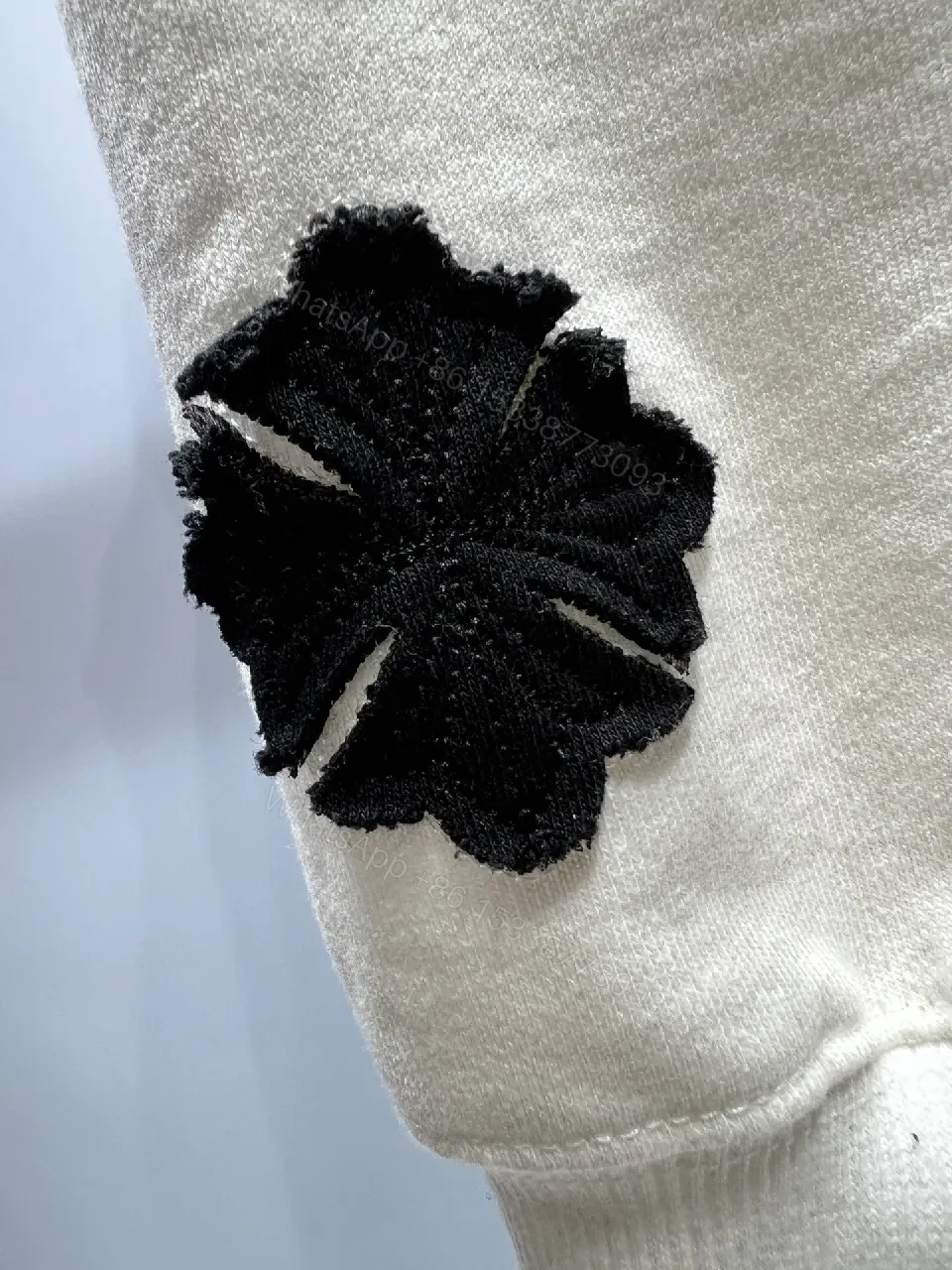 View 6 of Off-White/Vanilla Fleece Hoodie with Minimal Chest Emblem