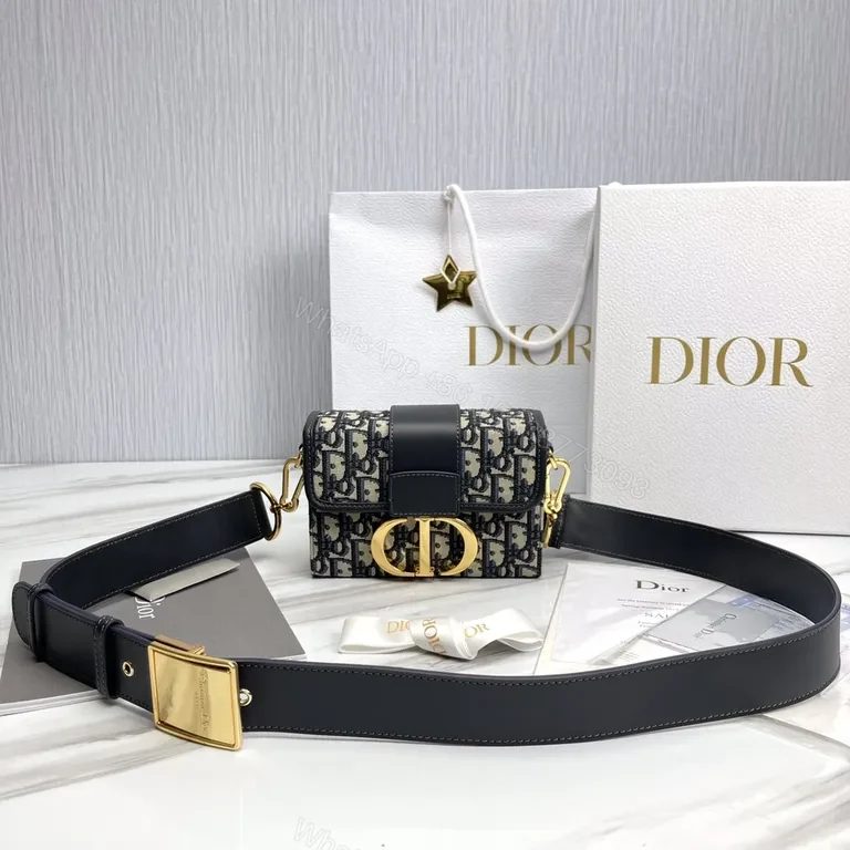 Compact Dior-inspired Monogram Crossbody with Gold Clasp, Luxe Leather — view 1