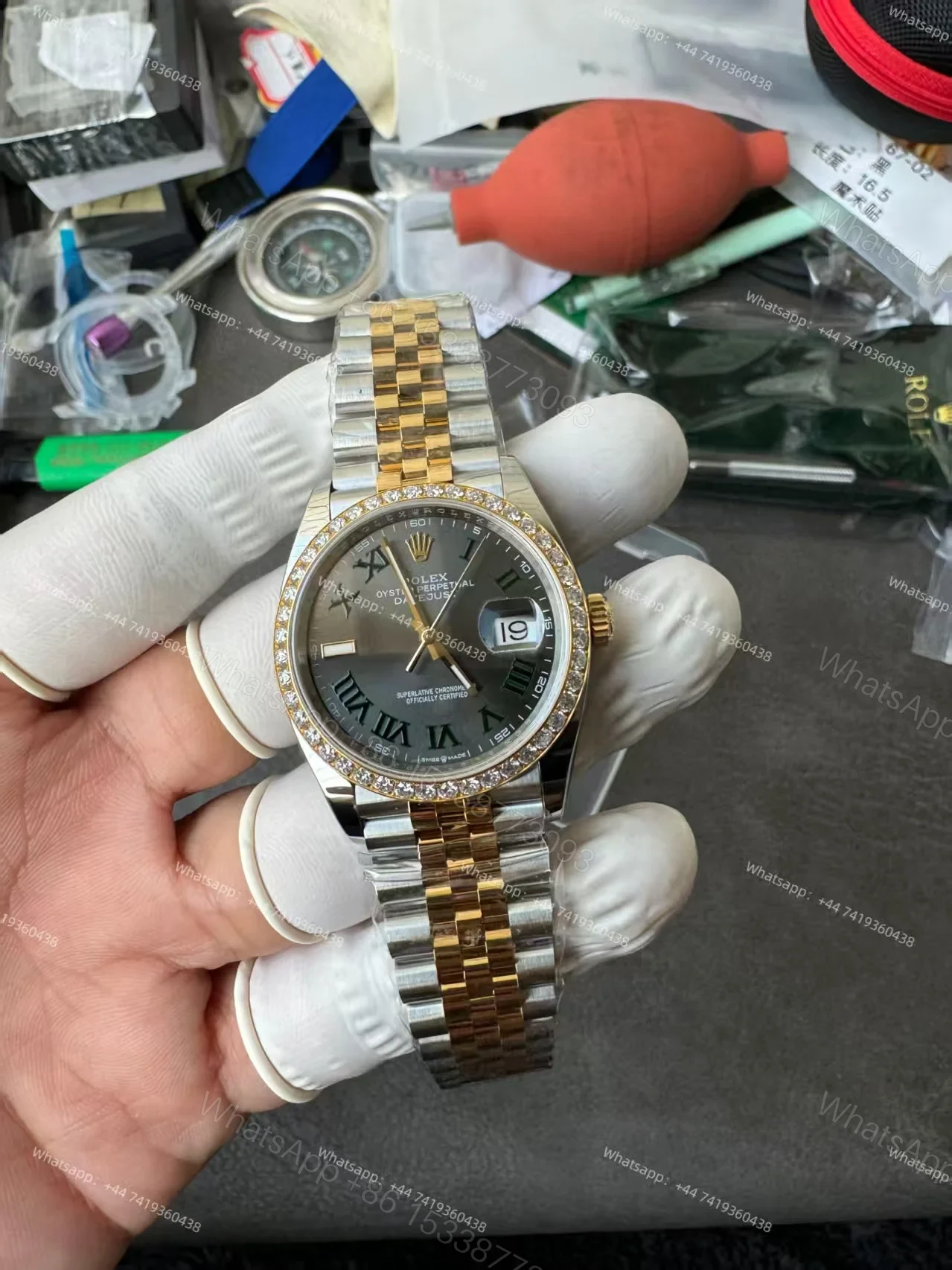 View 2 of Rolex Datejust M126283RBR-0021 1:1 Replica Roman Dial Diamond-Set Bezel 36MM 3235 Movement Super Clone Watch