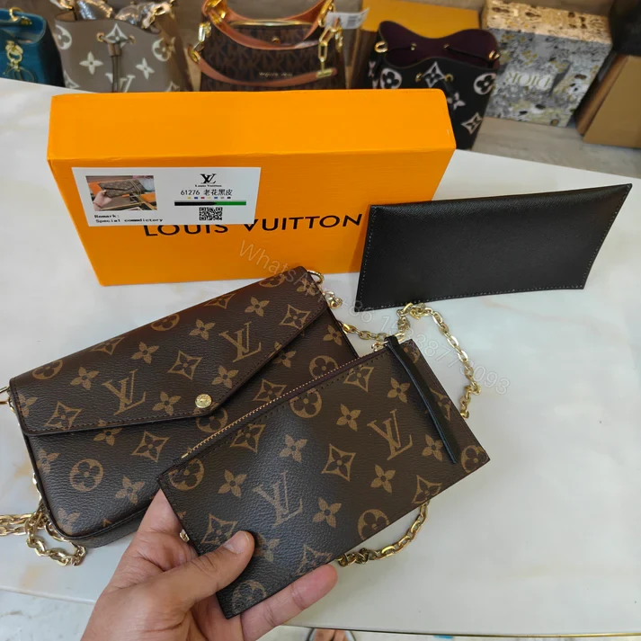 View 8 of FIRST COPY LOUIS VUITTON LV FELICIE MONOGRAM POCHETTE WITH OG BOX