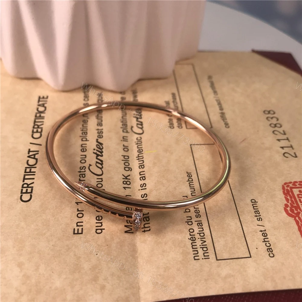 View 2 of Cartier Rose Gold Juste Un Clou Bracelet Tip Diamond Small B6066117