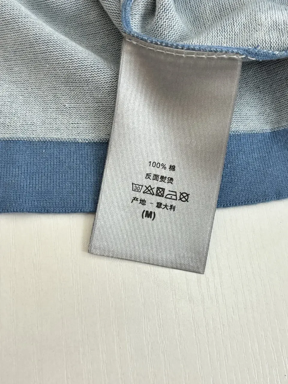 View 9 of Blue Cotton Tee, Relaxed Fit, Couture Logo, Street Luxe Tee