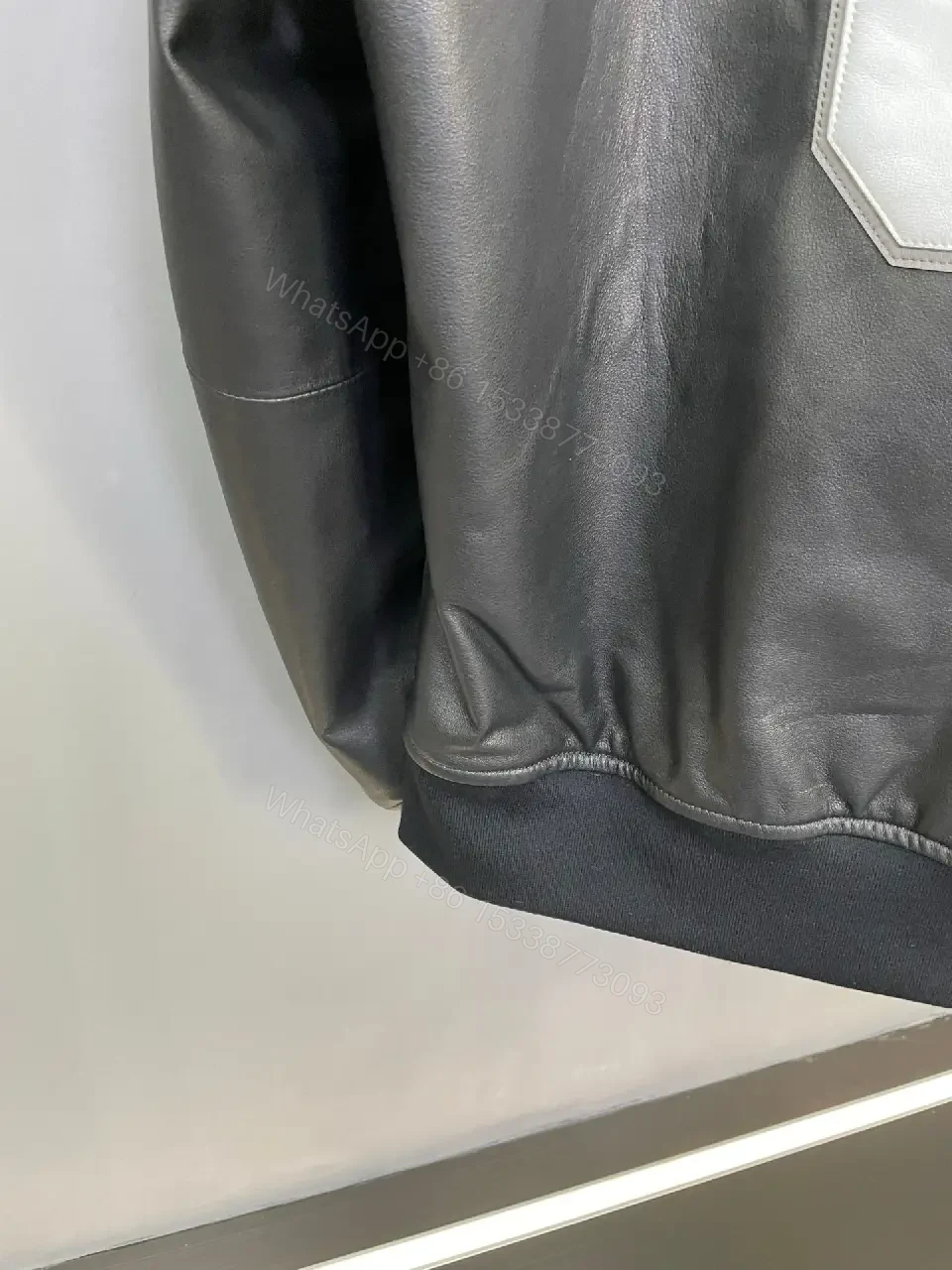View 10 of Bold Leather-Backed Varsity Jacket with Script Detail