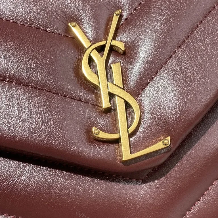 View 7 of Quilted Burgundy YSL Shoulder Bag â€” Bold, Iconic Accessory