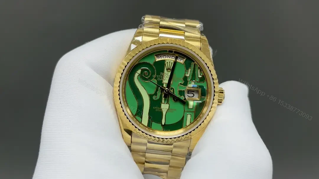 View 3 of Rolex Day-Date Violin Dial Vienna Philharmonic Green Edition Yellow Gold Pattern Bracelet 36mm RLX-DD-VIO-GG36-V2