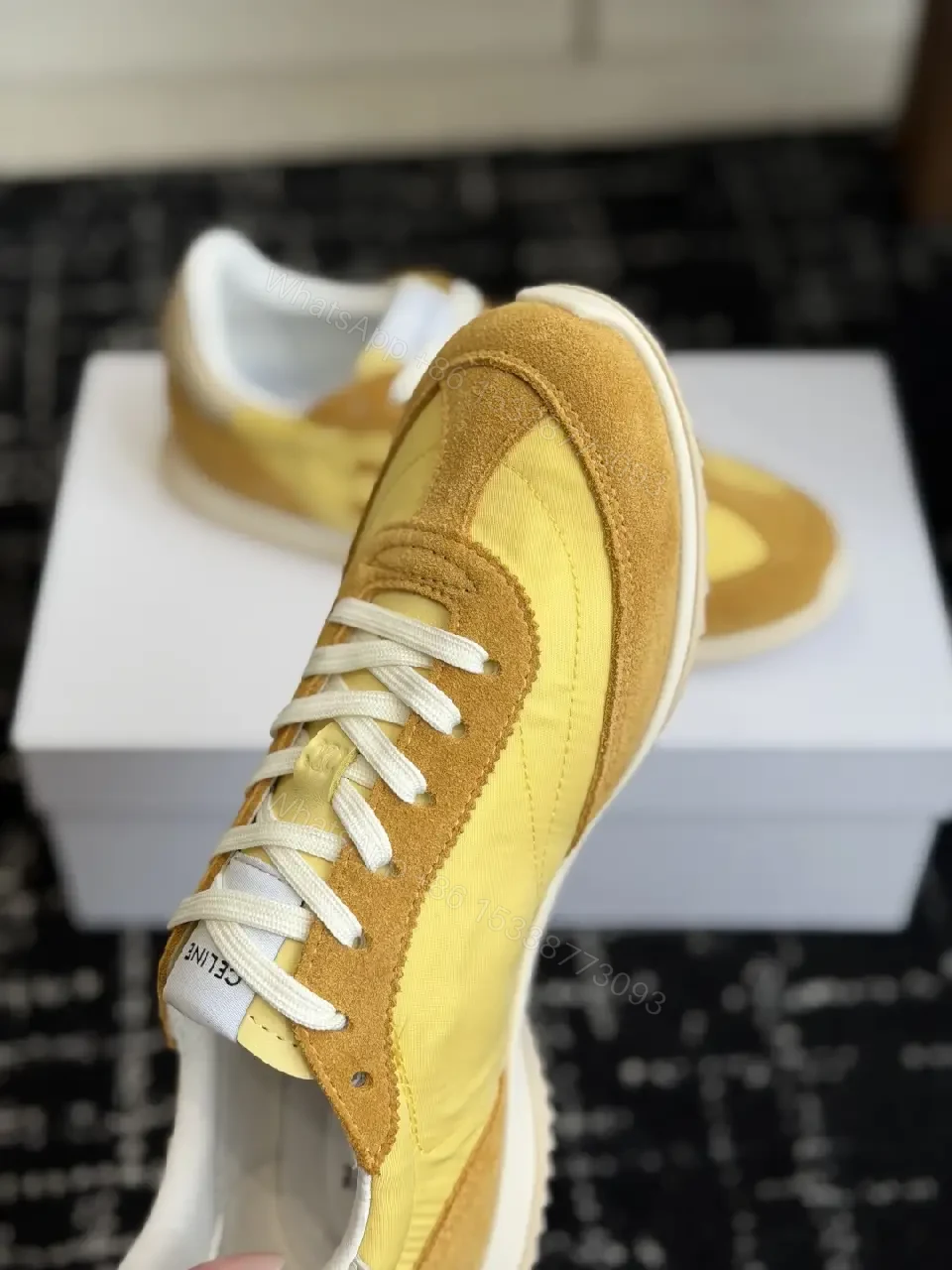View 4 of Warm Honey-Tone Suede Leather Sneakers with Lightweight Cushioned Sole