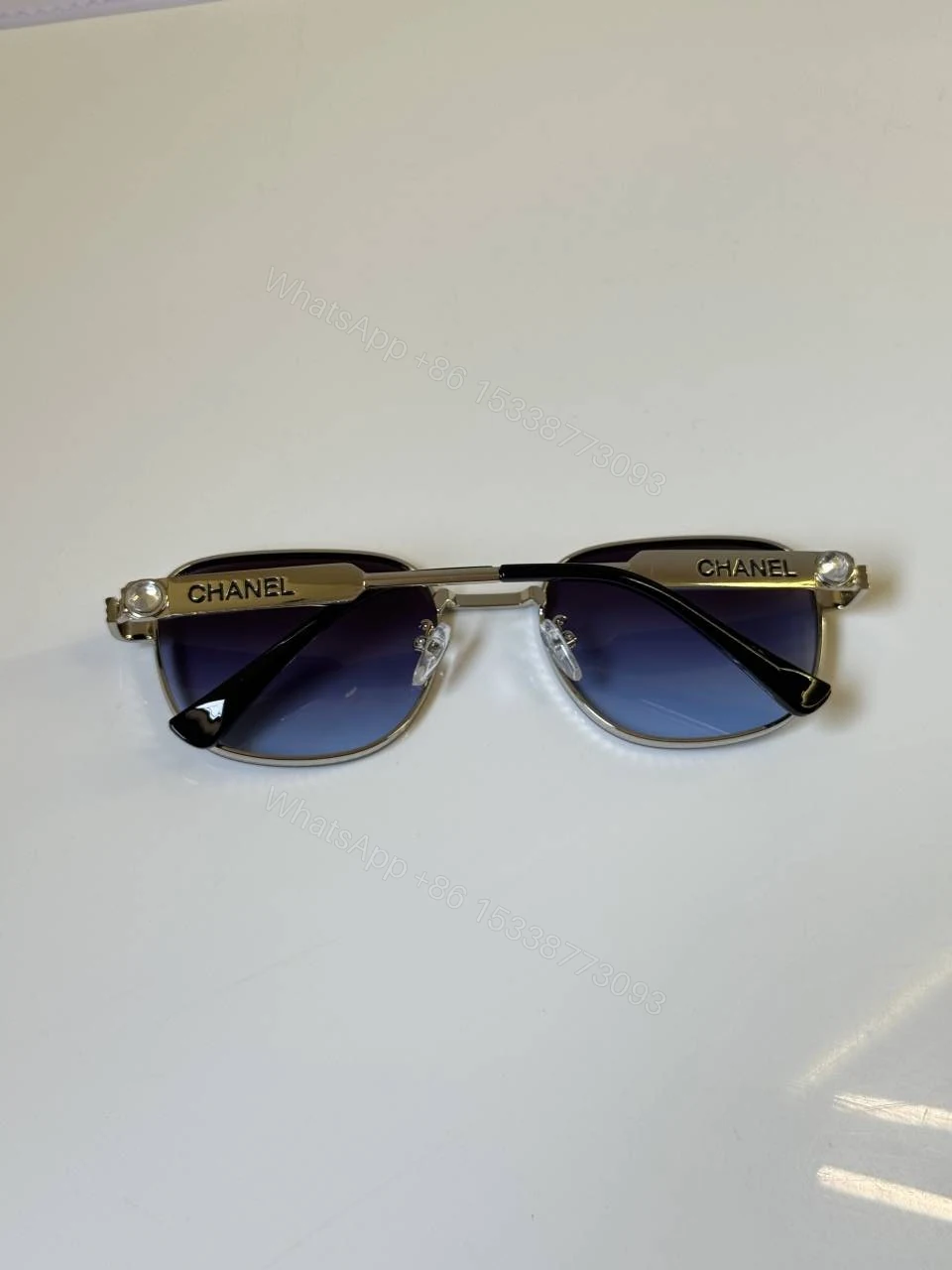 View 2 of First Copy Chanel Round Grey Lens Sunglasses Metal Frame Unisex UV Protection