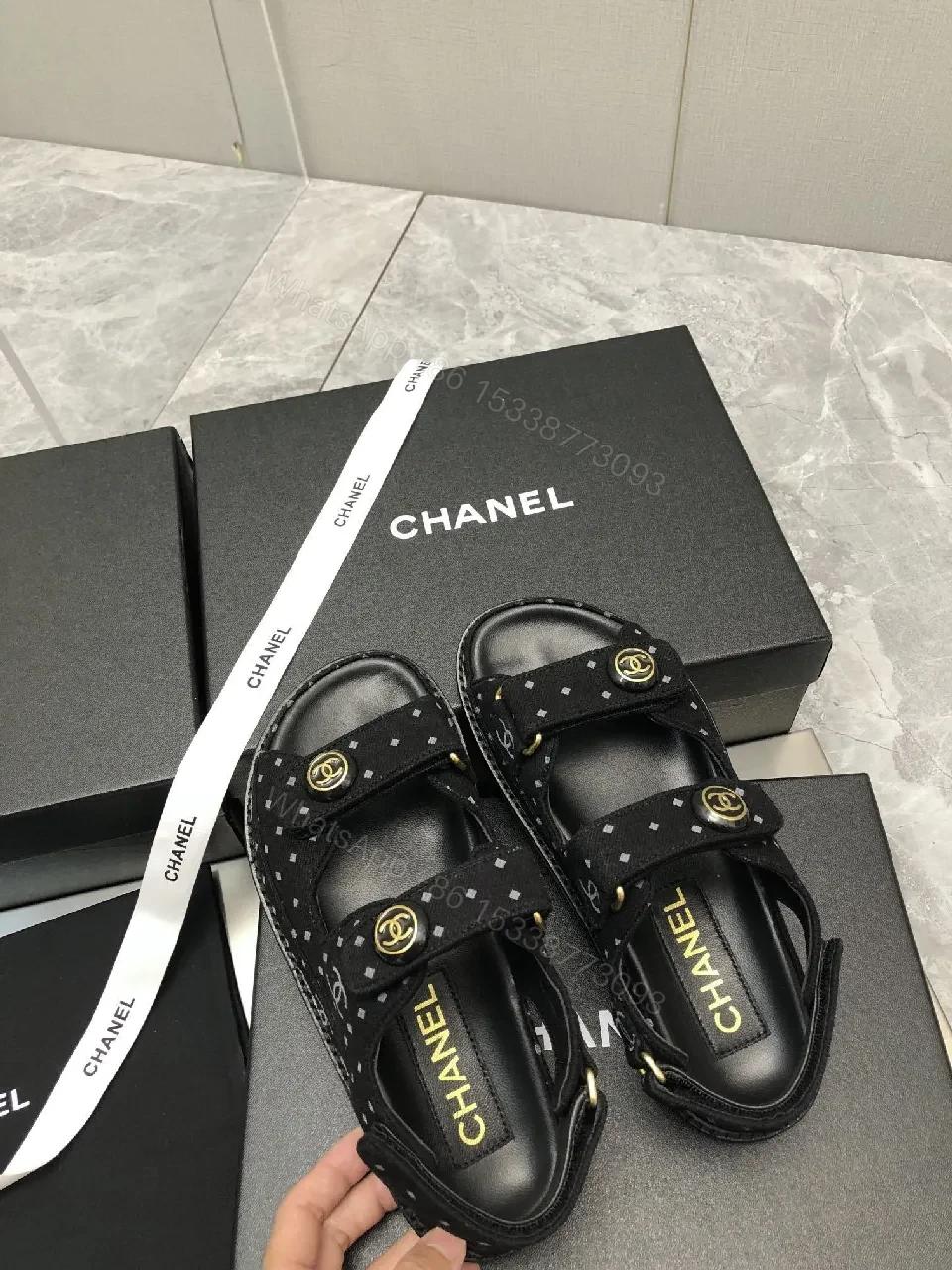 View 4 of Polished Sandals with Gold Hardware - Open-Toe Comfort