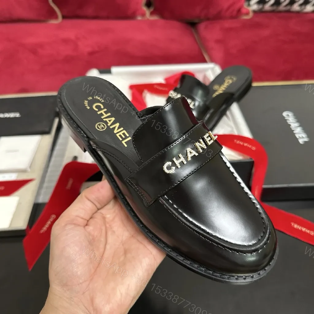 View 8 of Chic Leather Slip-On Sandals - Designer-Style Comfort