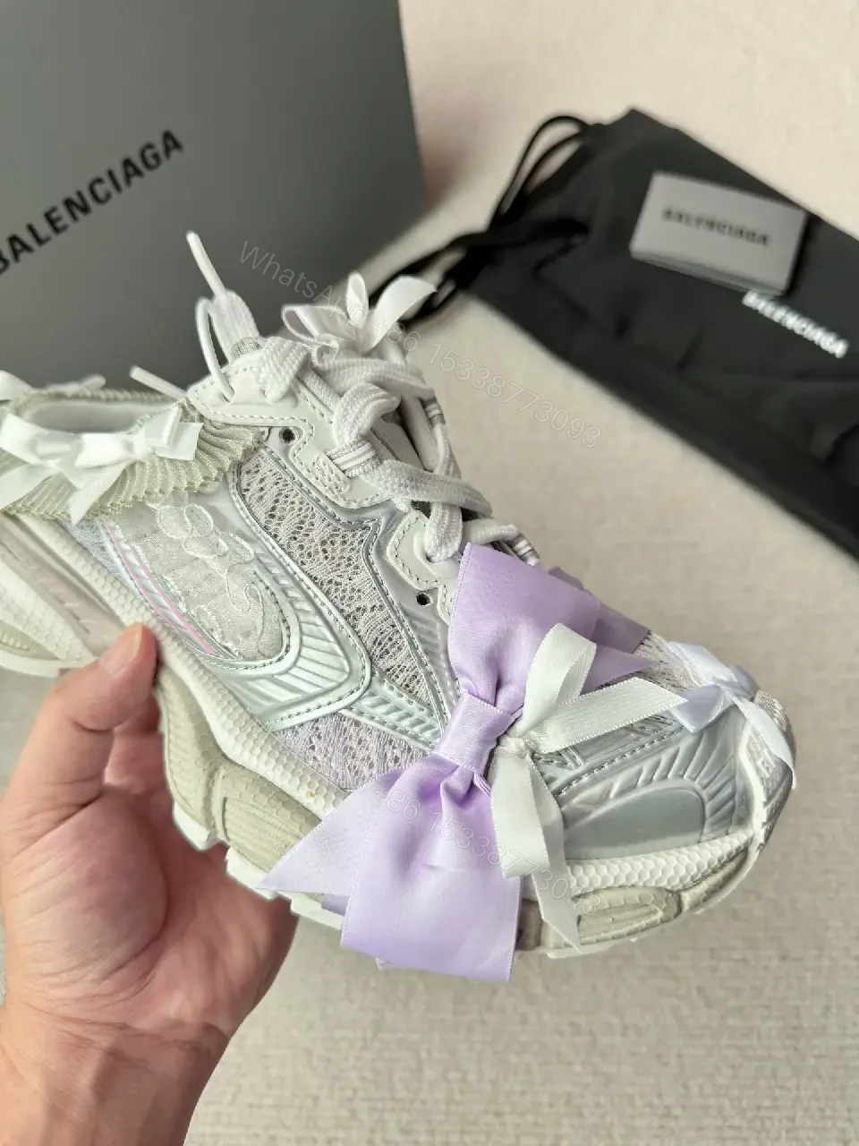 View 7 of Lilac-Accented Textured Luxe Sneaker, Cushioned Comfort, Casual/City Wear