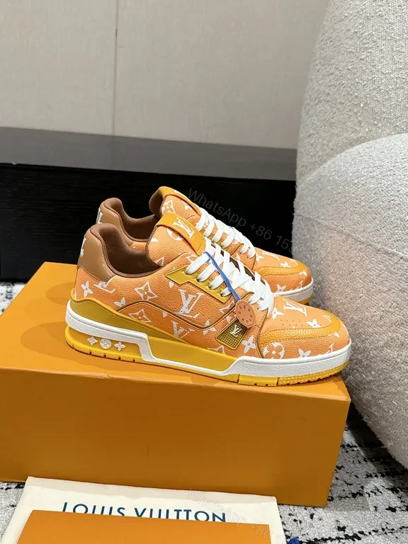 View 3 of Vibrant LV-Inspired Monogram Low-Top Sneakers
