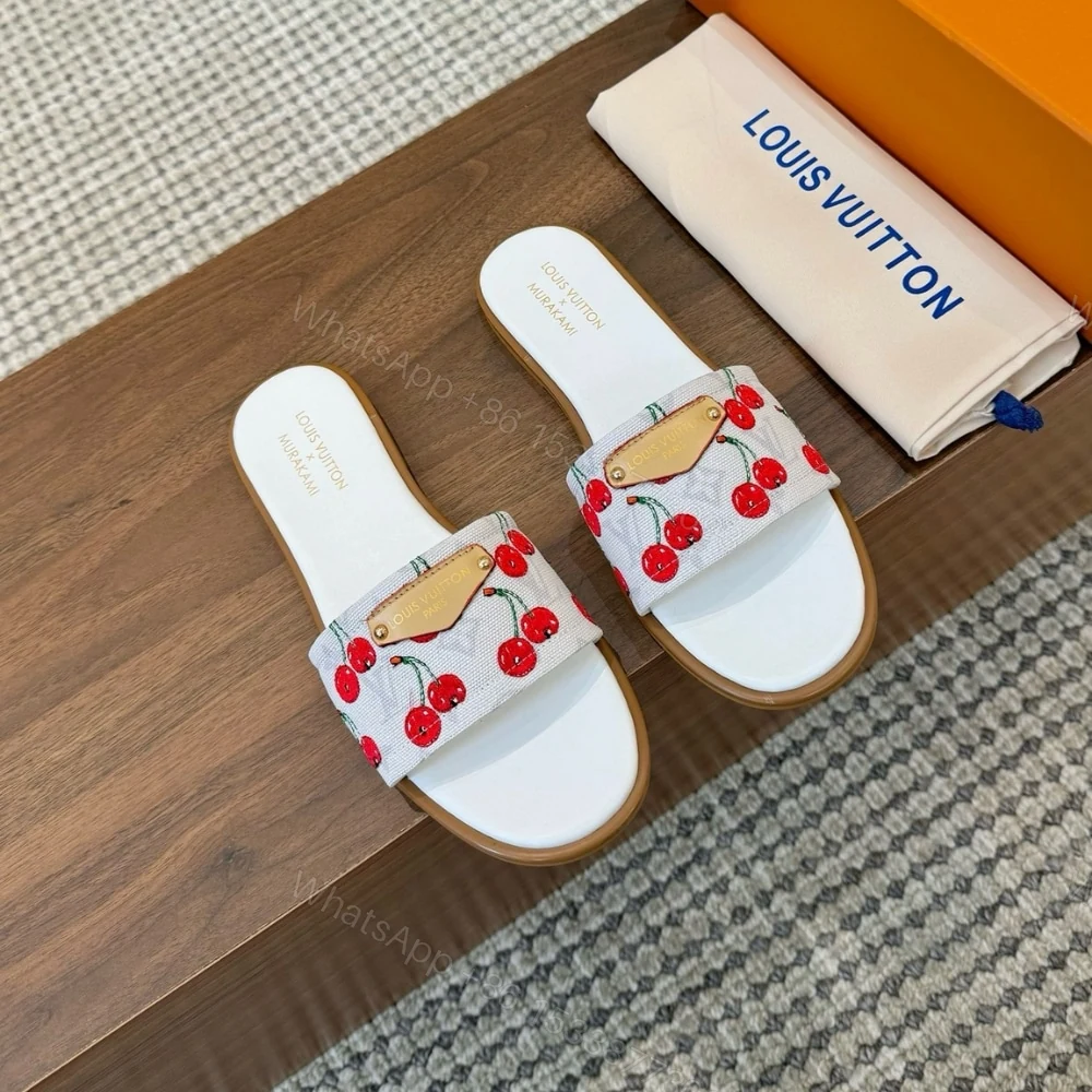 View 2 of LOUIS VUITTON X TAKASHI MURAKAMI LILY FLAT MULE WHITE 1AHM43