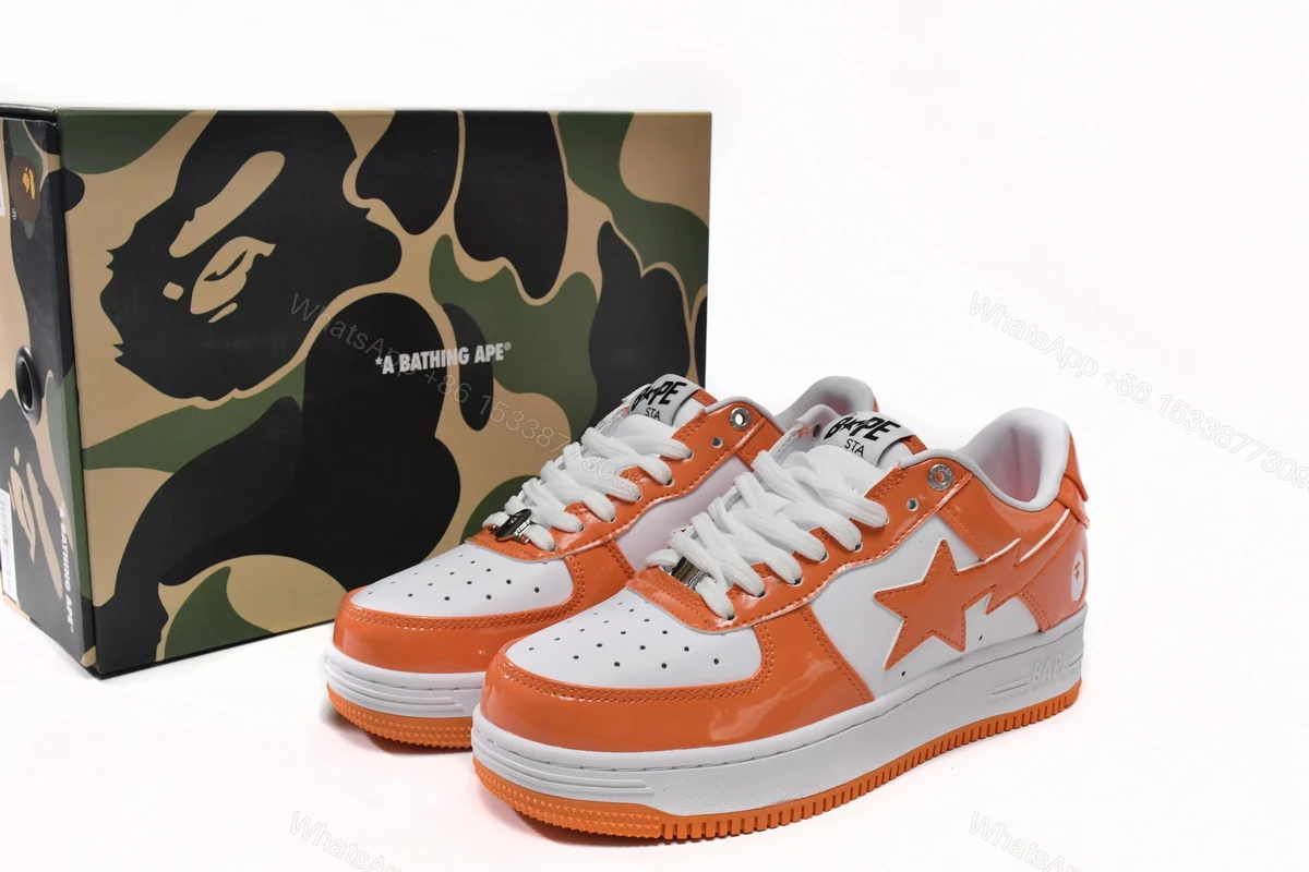 Cheap Fake Bape Sta Low White Orange 1H70-191-001(BapeSta) — view 2