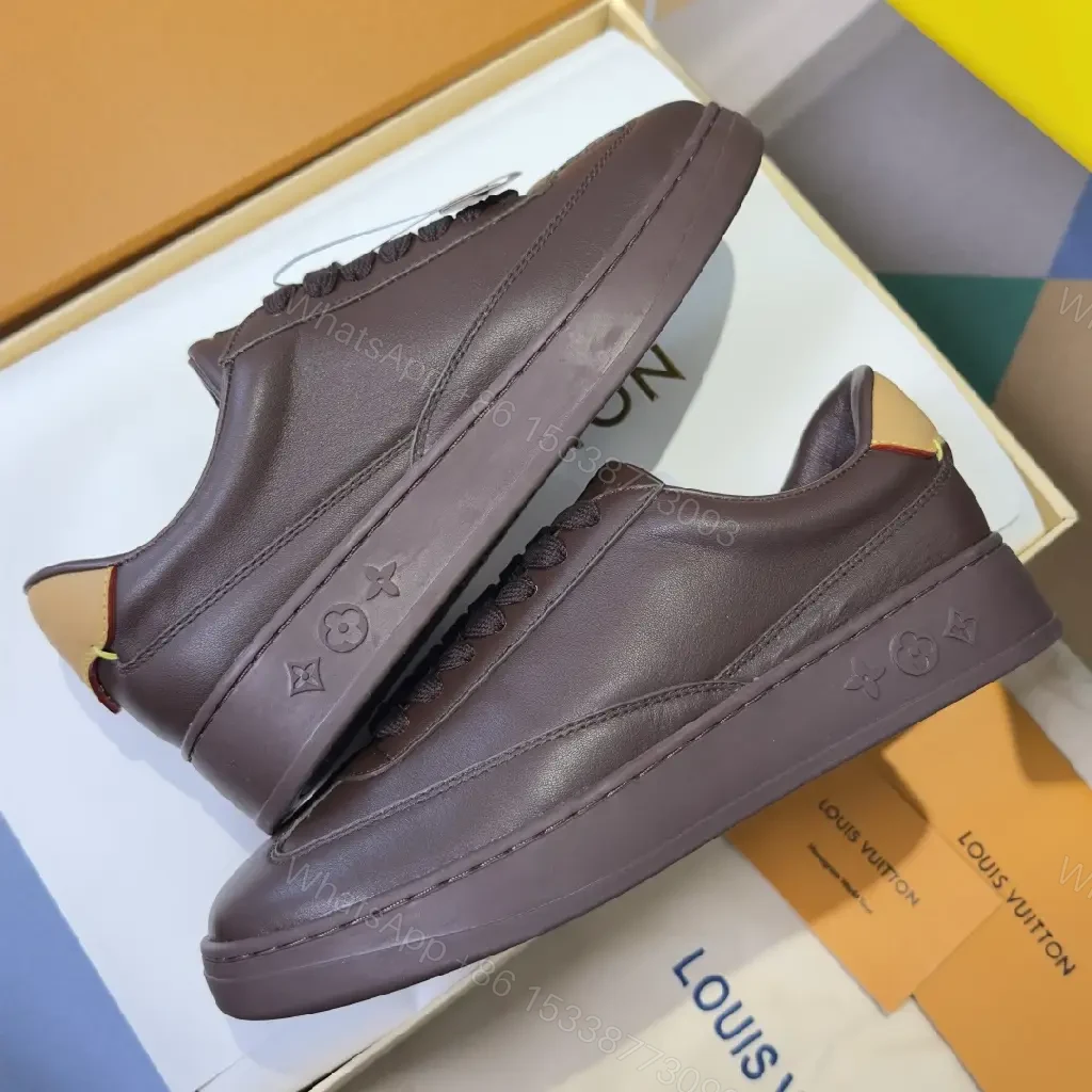 View 3 of Purple Leather Platform Sneaker with Monogram Embossed Sole