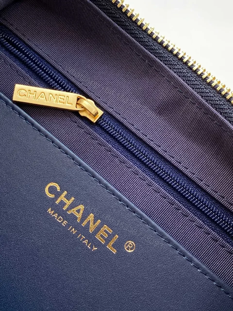 View 6 of Denim Texture Shoulder Bag with Gold Hardware, Luxe Style