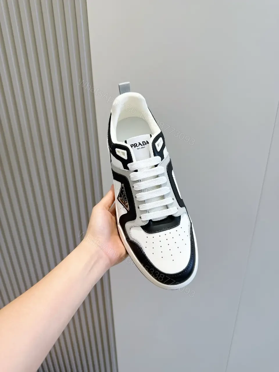 View 10 of White Black Leather Sneakers Modern Prada Inspired Sneaker Box Set