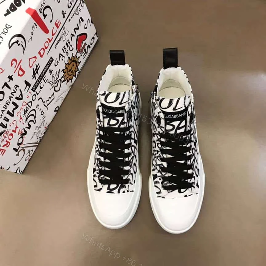View 4 of DOLCE AND GABBANA CANVAS PORTOFINO LIGHT MID-TOP SNEAKERS WITH DG LOGO PRINT – DG109