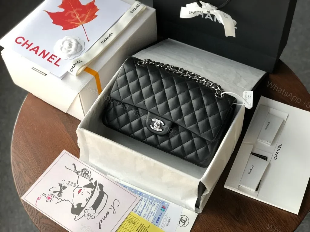 View 9 of Chic Quilted Black Chain-Shoulder Bag - Timeless Luxury