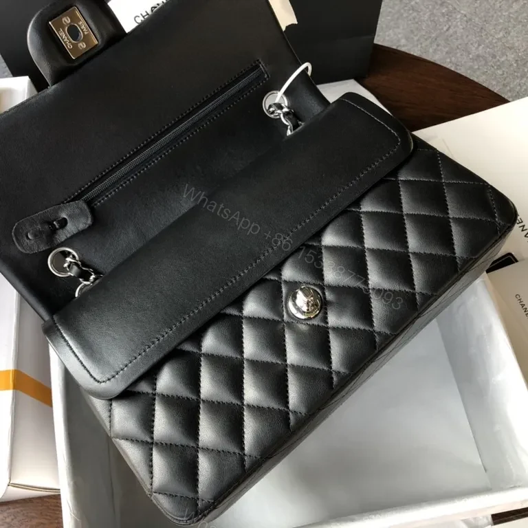 View 8 of Chic Quilted Black Chain-Shoulder Bag - Timeless Luxury