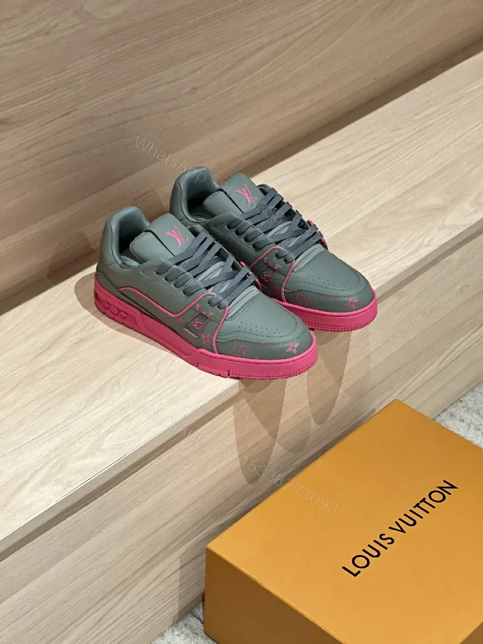 Gray & Pink Luxe Sneakers, Premium, High-Top, Cushioned Comfort — view 1