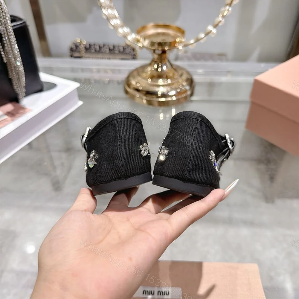 View 8 of MIUMIU Embroidered drill ballerinas 485136