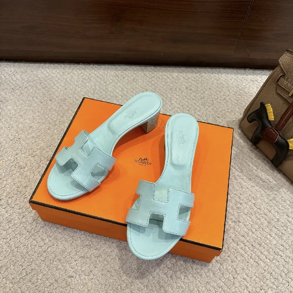 View 8 of Mint Blue H-Detail Sandals - City-Chic Comfort Slides