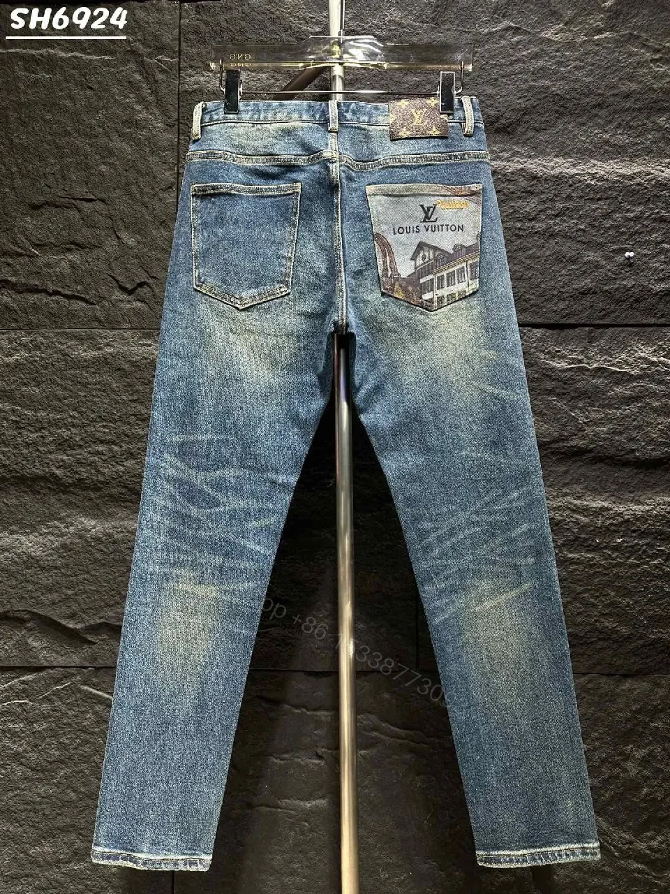 Indigo Denim Patch Jeans: Distressed City-Luxe Style — view 1