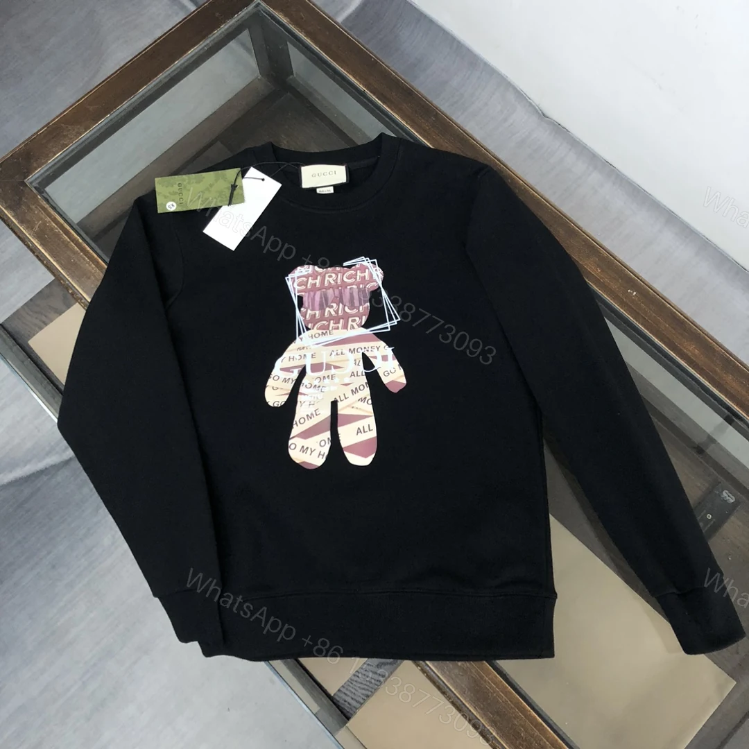 Gucci 原單男款黑色長袖 印花拼貼圖案圓領設計 潮感藝術風 — view 1