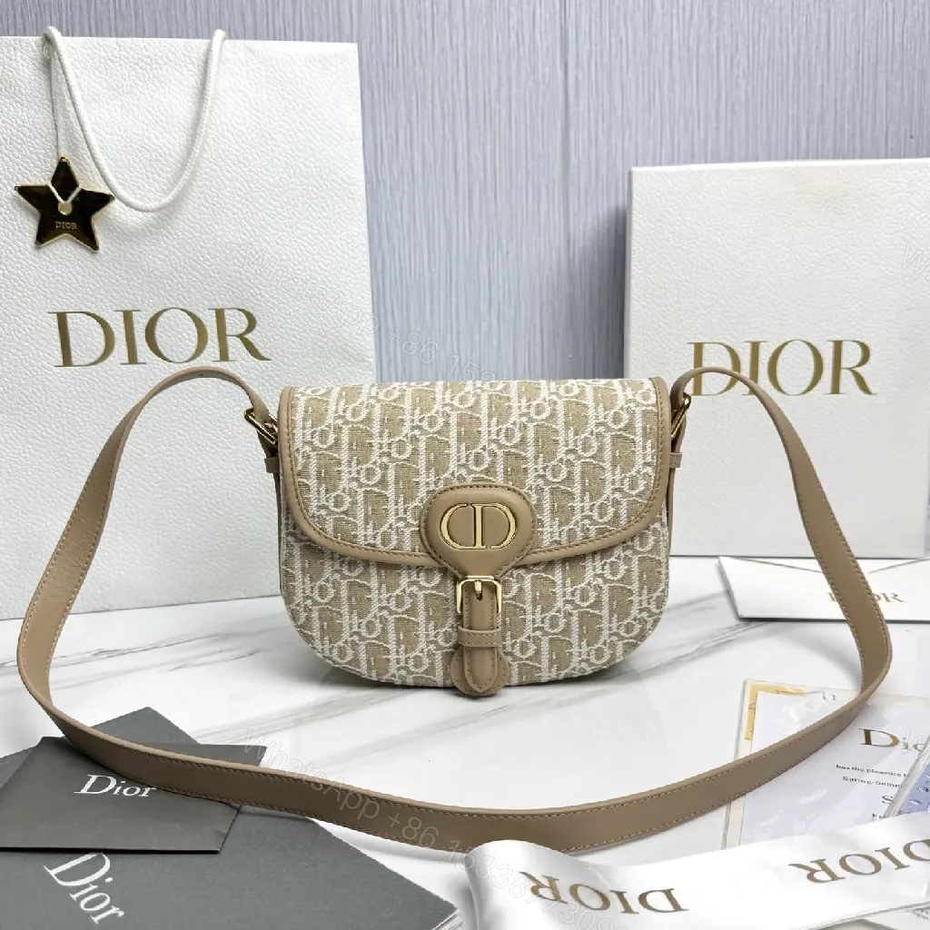 Beige Canvas Satchel: Dior-Oblique Twist Luxury Bag — view 1