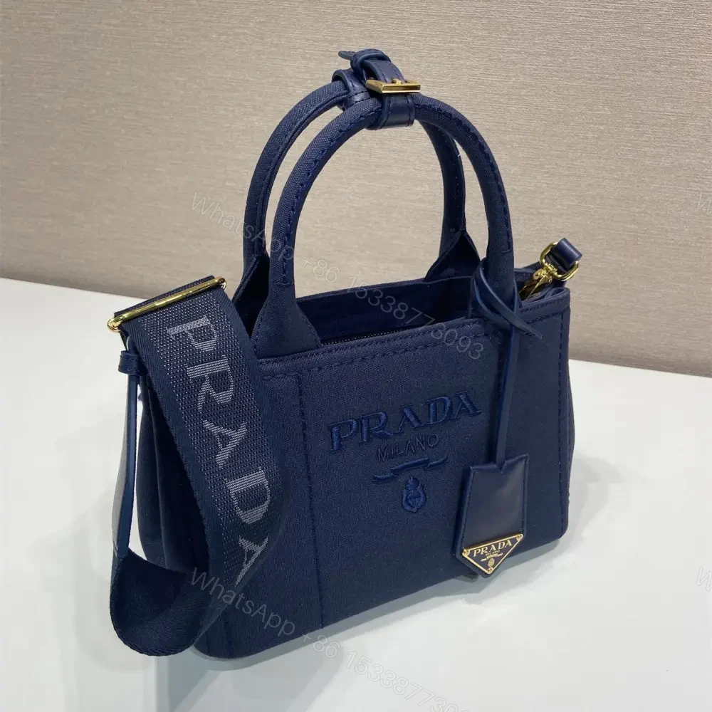 View 4 of 高仿Prada*1BA038刺繡徽標Tote手袋深藍Mini免檢版