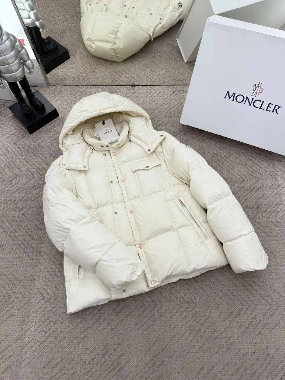 Cream Quilted Puffer Jacket - Lightweight Warmth, Modern Lines — view 1