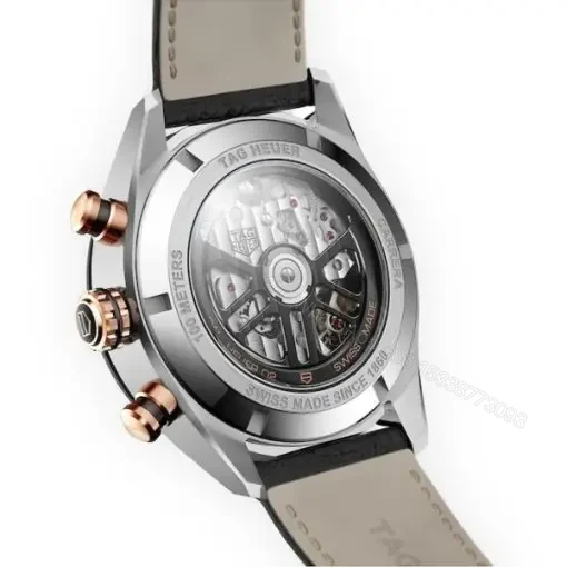 View 4 of Replica TAG Heuer Carrera Men Automatic Black Alligator Watch CBN2A5A.FC6481