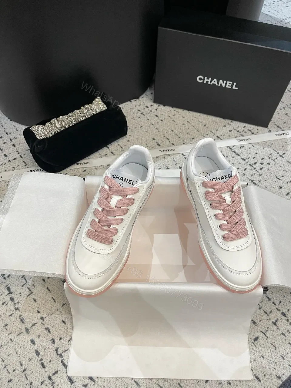 View 5 of White Leather Sneakers with Blush Accents — Luxe Everyday Comfort