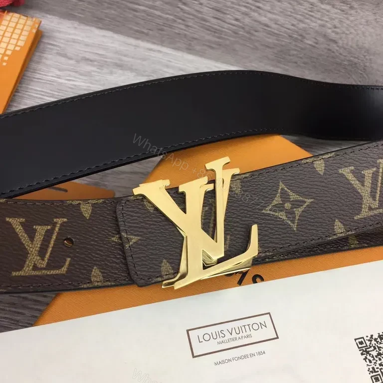 View 4 of Monogram Signature Belt: Gold Buckle, Coated Canvas Belt