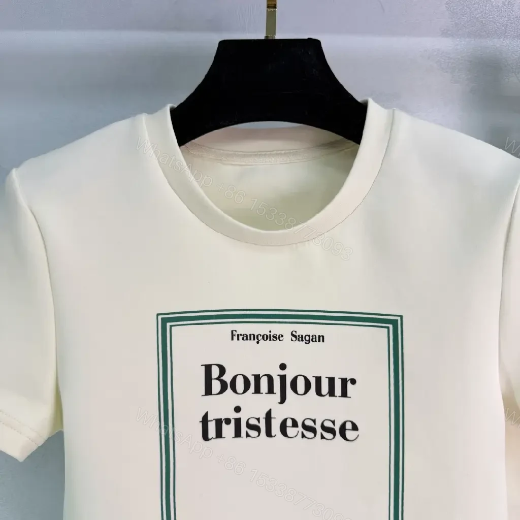 View 4 of Ivory Cotton Casual Set with Drawstring Shorts, Dior Box Logo Tee