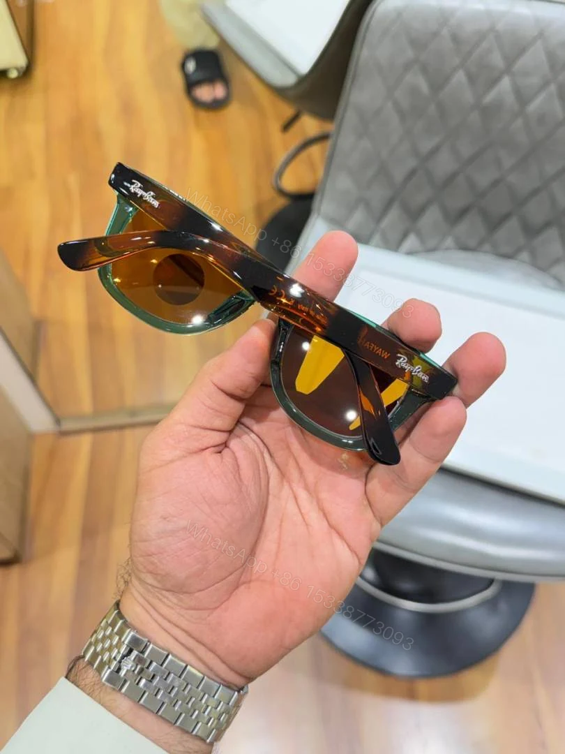 View 2 of First Copy Ray Ban 2140 Olive Tiger Brown Premium UV Protection Luxury Sunglasses