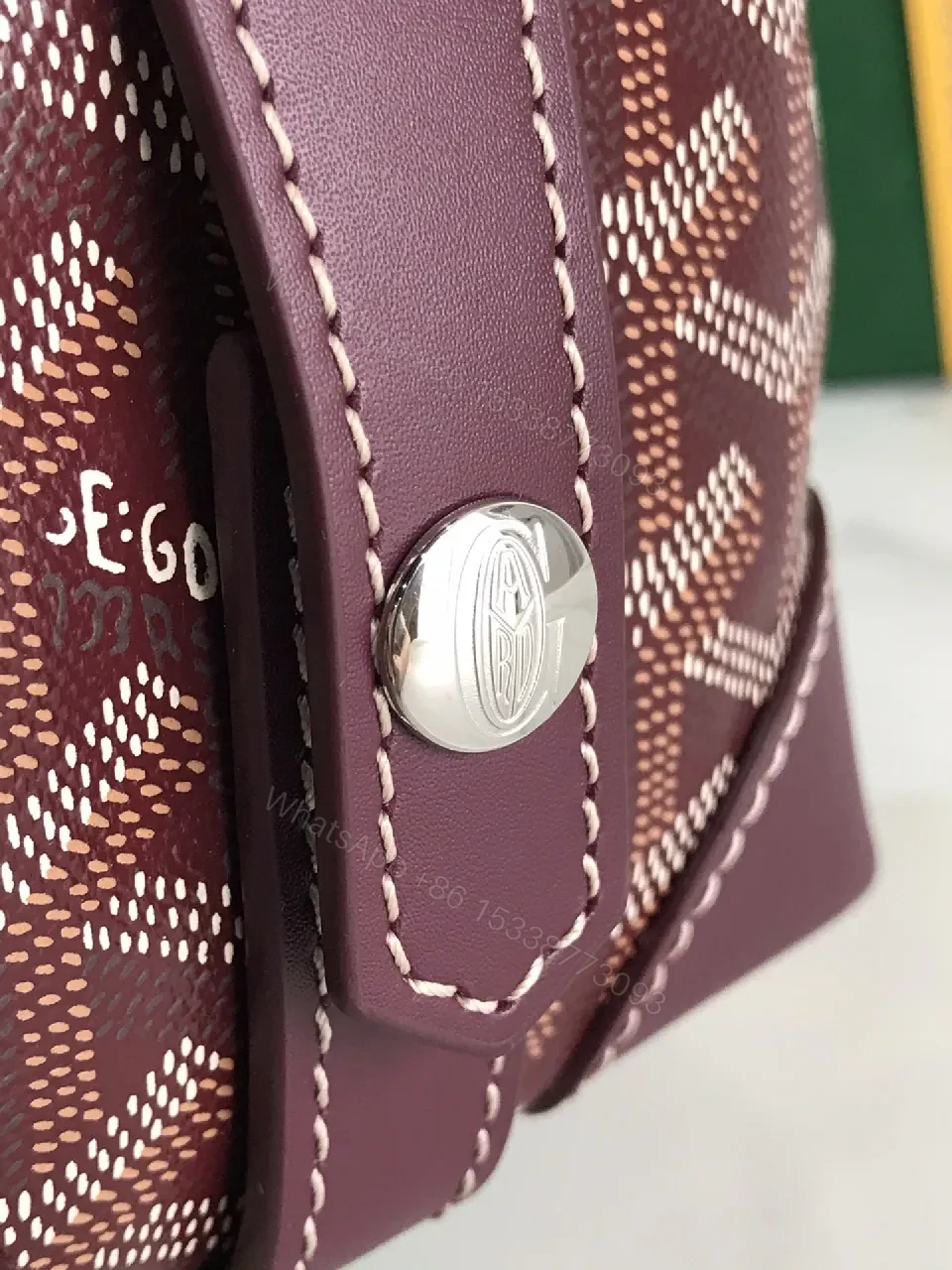 View 6 of Textured Leather Monogram Shoulder Bag, Chic Crossbody Style