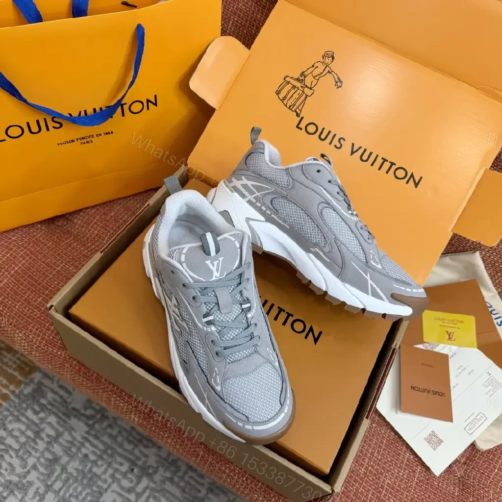 View 7 of Gray Mesh Leather Details Modern Durable Support Sneakers