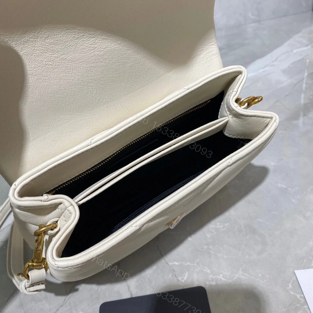 View 7 of Saint Laurent Loulou Toy Strap Bag In Quilted Y White 20Cm