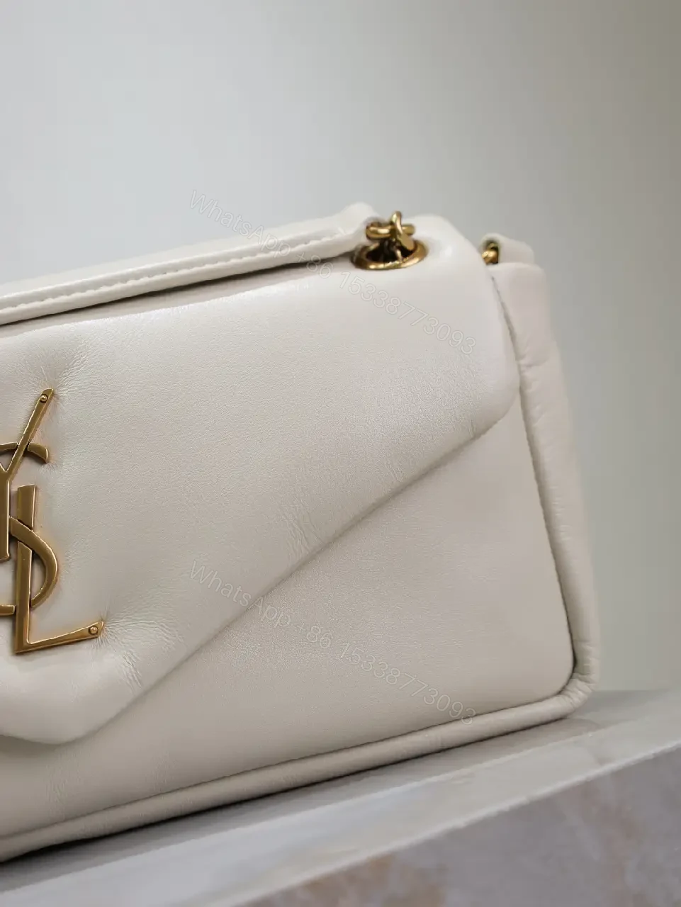 View 8 of Ivory Leather Envelope Bag + Gold Hardware + Elegant + Luxe Everyday Bag