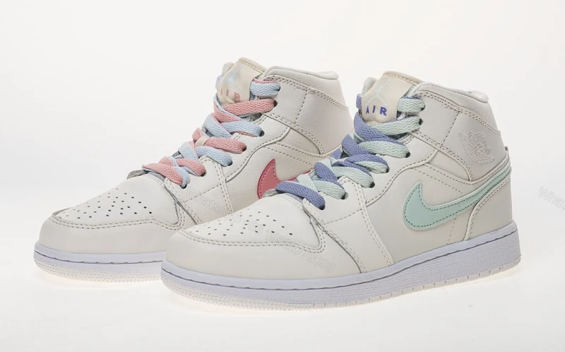 Air Jordan 1 Mid Multi-Color Swoosh Phantom (GS) 555112-035 — view 2