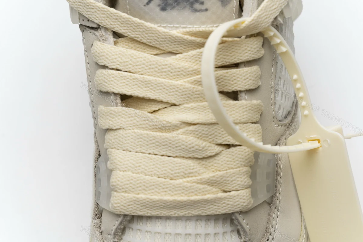 View 7 of OFF White x Air Jordan 4 Retro Sail CV9388-100 (Best Quality)