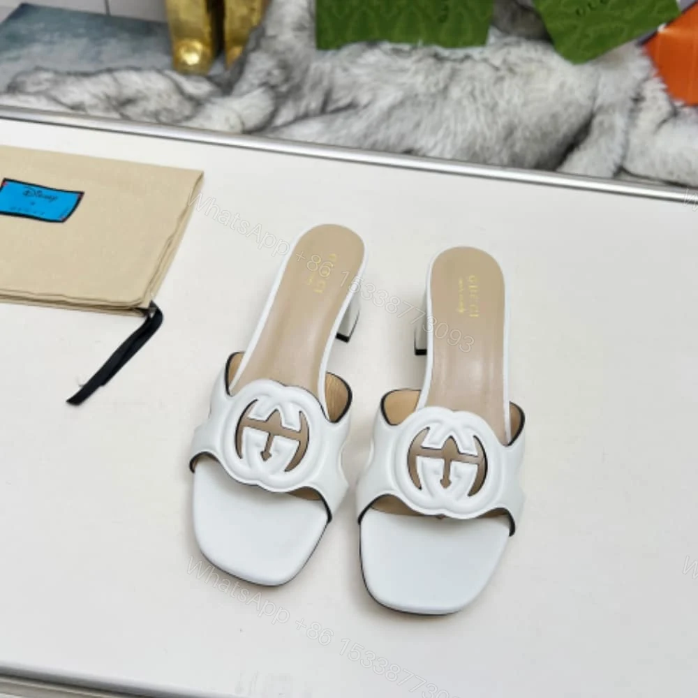 View 3 of GUCCI WOMEN’S INTERLOCKING G SLIDE SANDAL WHITE ‎782413 AAAZG 9022
