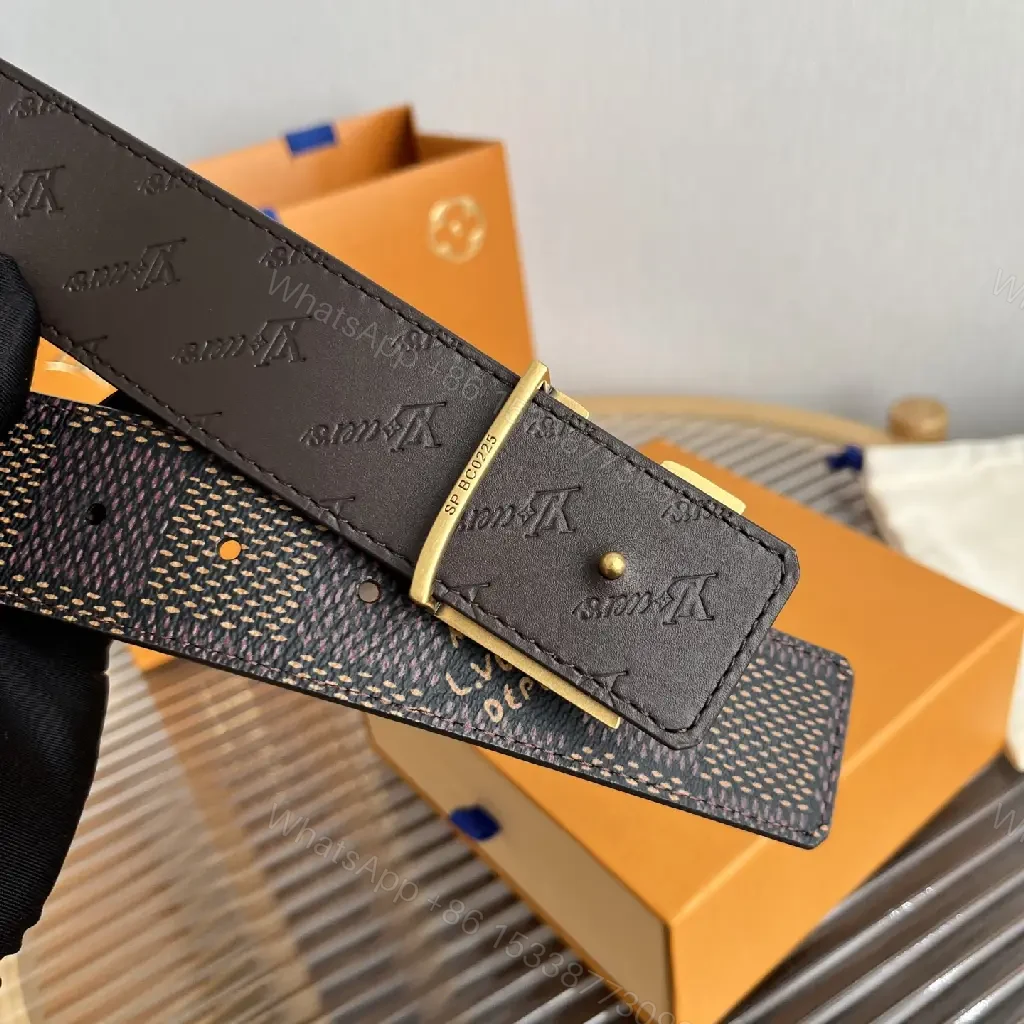 View 9 of Brown Damier Canvas Belt with LV Buckle - Wide Strap