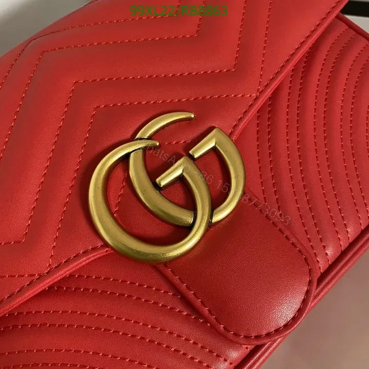 View 19 of Small Gucci GG Marmont Chain Bag in White Chevron Leather 987654