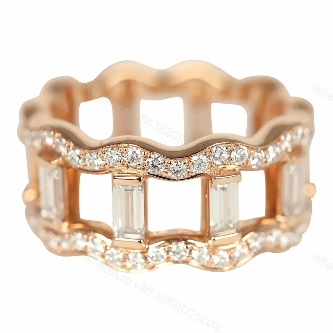 View 4 of 18k Rose Gold Hermes Reseau Lumiere Ring Diamonds