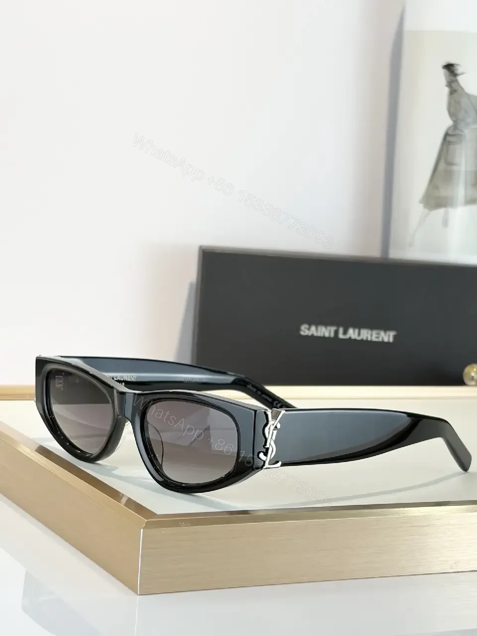 View 4 of Bold Black Sunglasses with Luxe Chain Detail