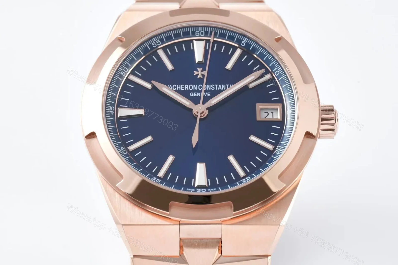 View 3 of PPF Factory Vacheron Constantin Overseas 4500V Series Rose Gold Blue Dial Automatic Watch – 41mm Case with Interchangeable Steel and Rubber Straps