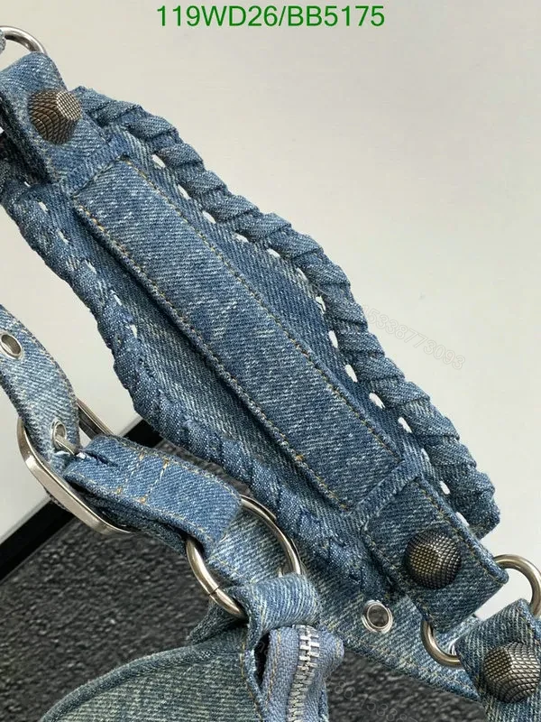 View 7 of Le Cagole Small Shoulder Bag Denim with Rhinestones Fake Balenciaga 6K8M45